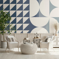 A beautiful abstract geometric wallpaper mural with triangles and curves., GD5330