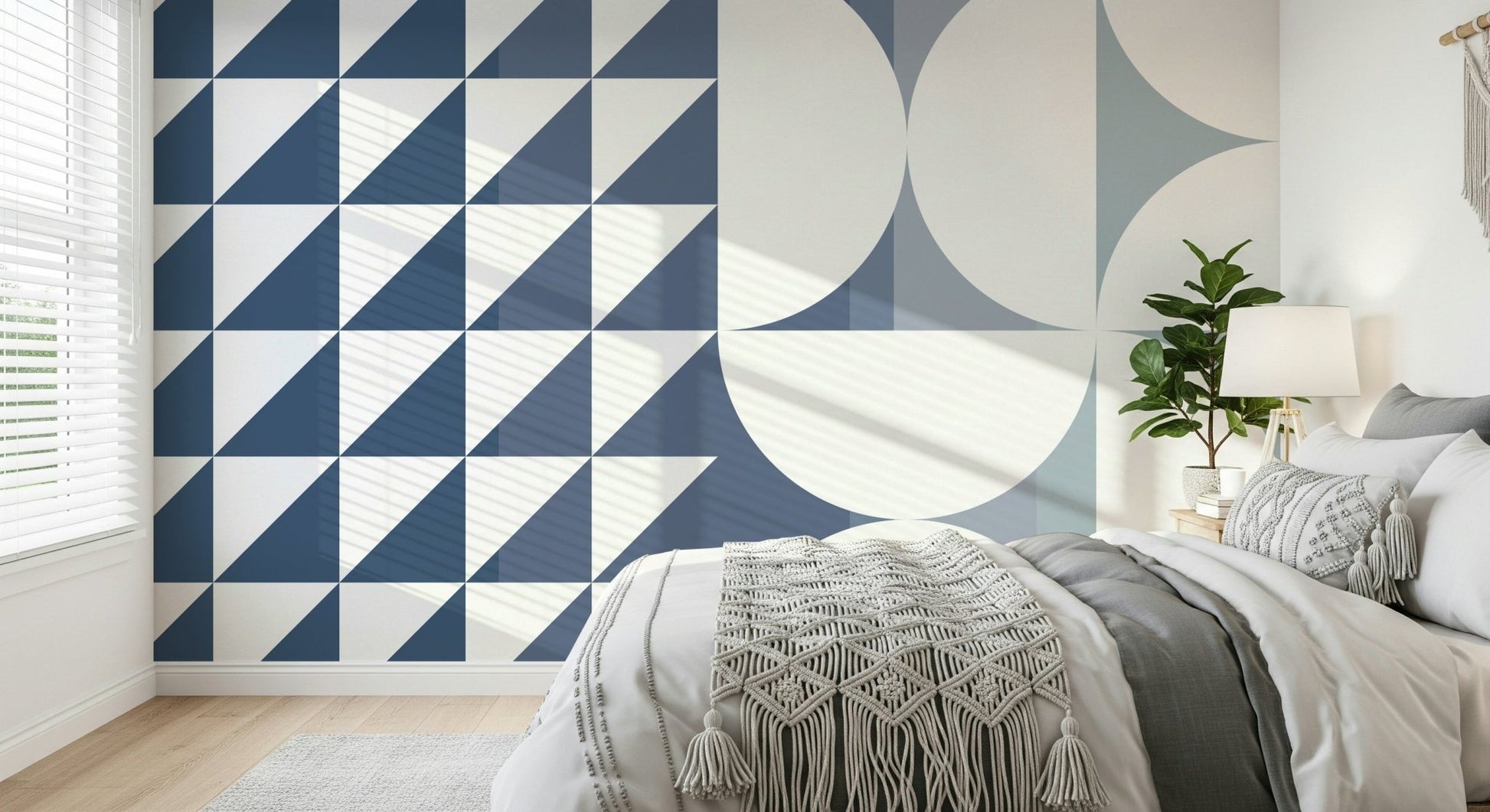 A contemplative geometric design wallpaper mural for a feature wall., GD5330