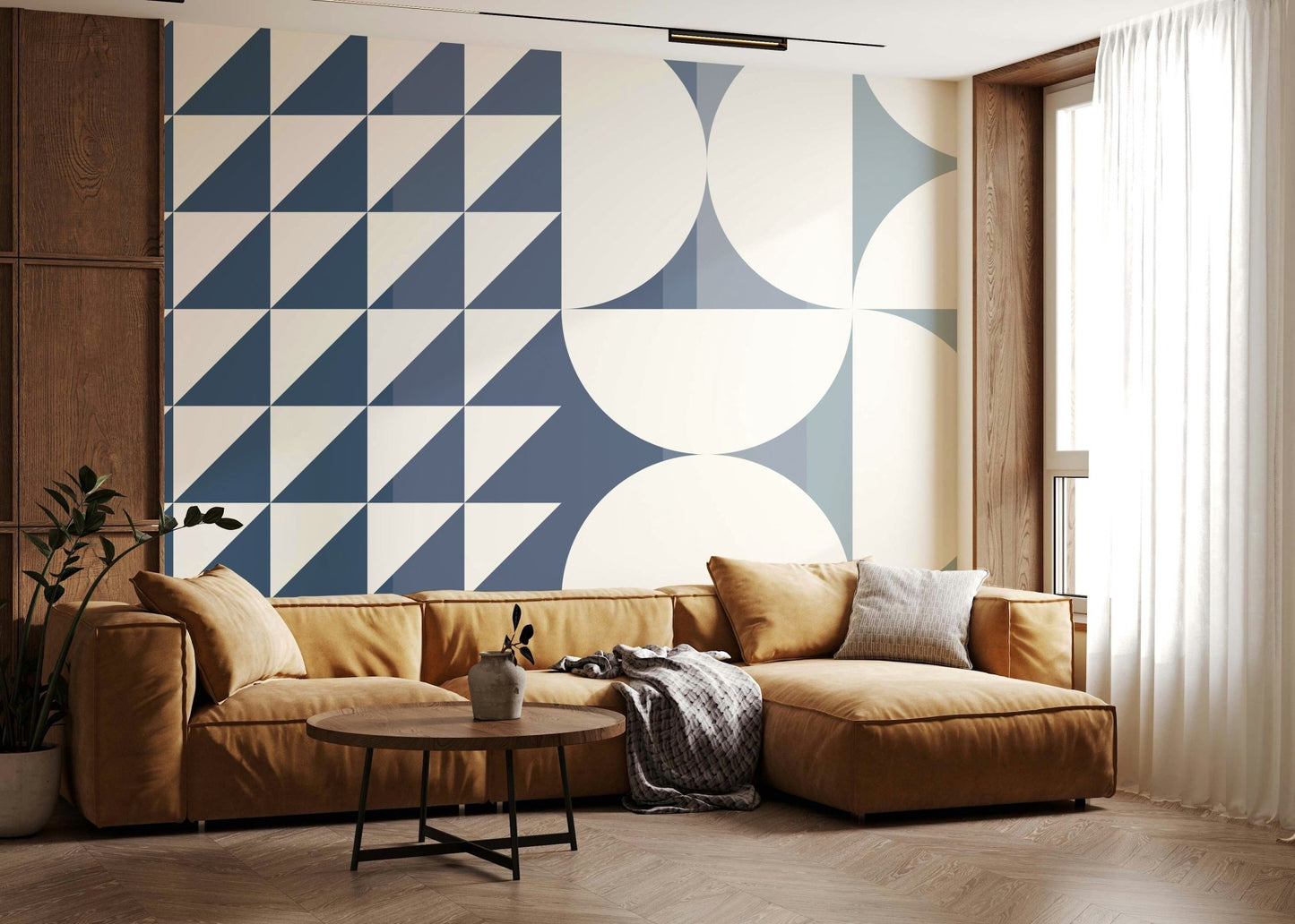 A graceful subtle pattern wall mural in cool, natural tones., GD5330