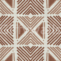 Modern shelving backed by Tribal Cappuccino Motif Wallpaper., GD6478