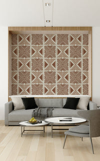 Kitchen accent with Tribal Cappuccino Motif Wallpaper geometric design., GD6478