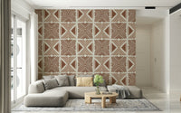 Hand-drawn brown lines on Tribal Cappuccino Motif Wallpaper., GD6478
