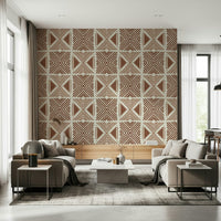 Abstract V-shaped lines on Tribal Cappuccino Motif Wallpaper., GD6478