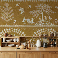 Earthy silhouette dance wallpaper for a contemporary lounge area, GD7581