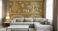 Cultural folk dance wallpaper for a warm bedroom feature wall, GD7581