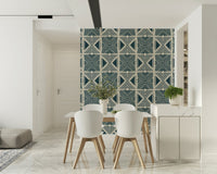Repeating chevron lines on the Tribal Denim Motif Wallpaper design., GD6479