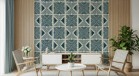 Abstract geometric triangle shapes on the Tribal Denim Motif Wallpaper., GD6479
