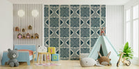 Deep indigo shades on Tribal Denim Motif Wallpaper pattern., GD6479