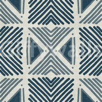 Tribal Denim Motif Wallpaper defining a contemporary dining setting., GD6479