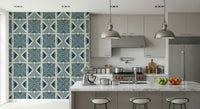 Subtle distressed texture on the Tribal Denim Motif Wallpaper., GD6479