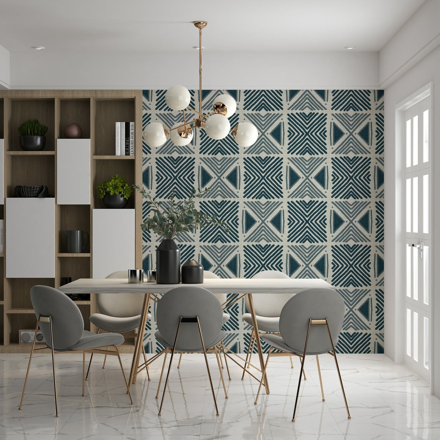 Neutral blue texture from Tribal Denim Motif Wallpaper print., GD6479
