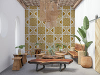 Woven fabric look on Tribal Foliage Motif Wallpaper surface.