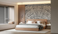 Ethno-inspired half sun wall mural for a guest room wallpaper., GD7834