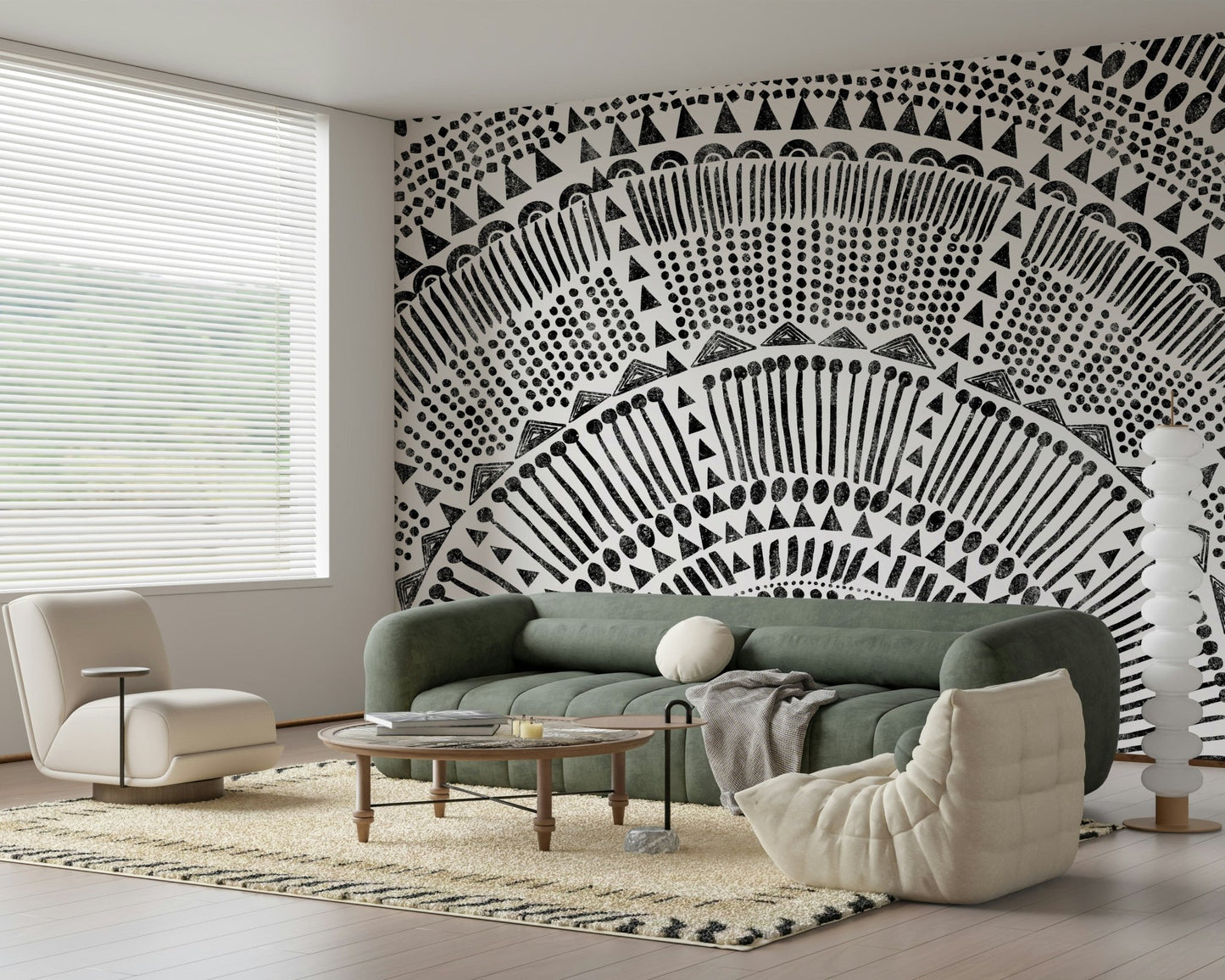 Abstract tribal sun wallpaper for a creative studio wall mural., GD7834