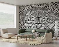 Abstract tribal sun wallpaper for a creative studio wall mural., GD7834