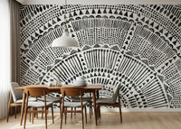 Yellow and beige sun wallpaper for a bright dining area wall mural., GD7834