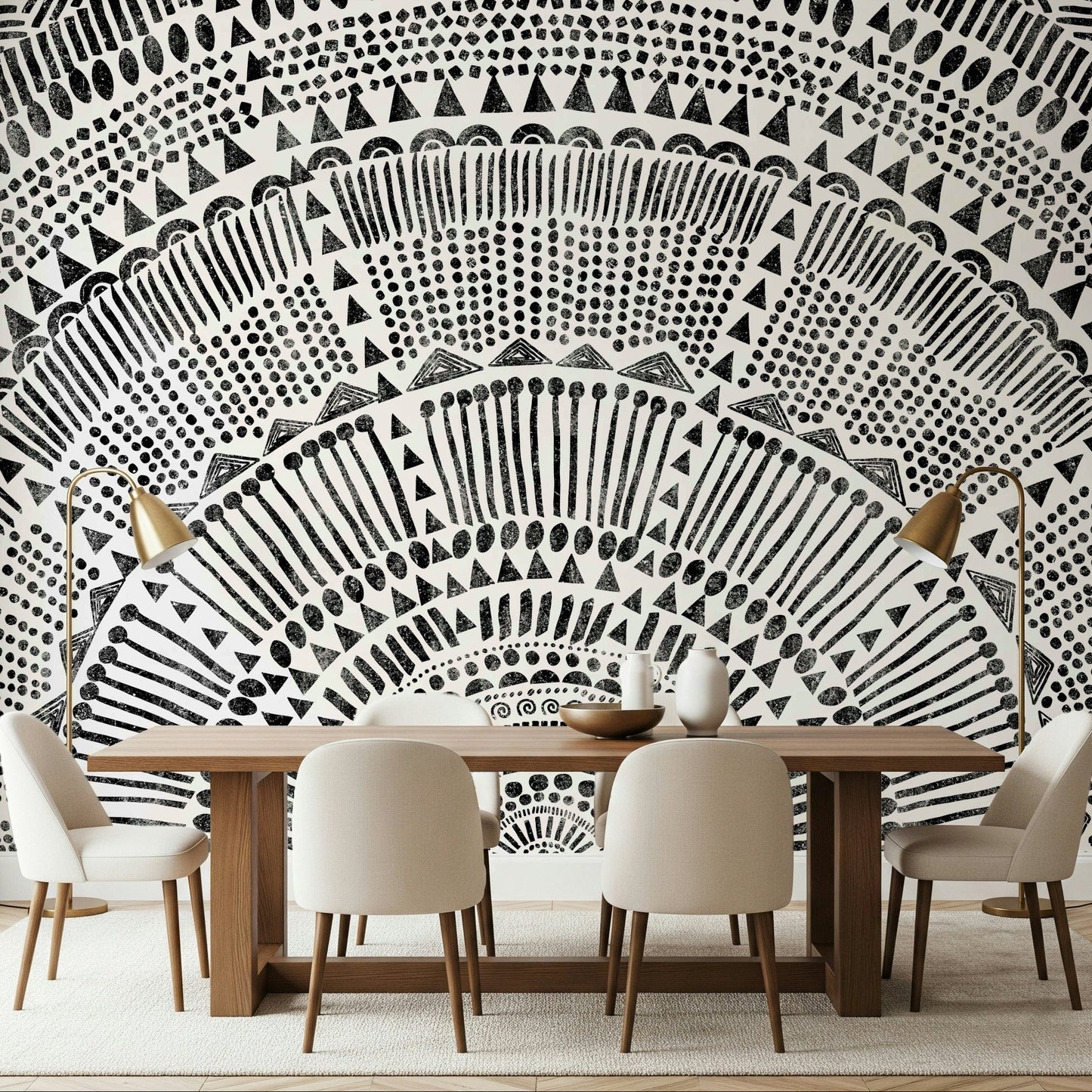 Simple line art sun wallpaper for a contemporary hallway wall mural., GD7834
