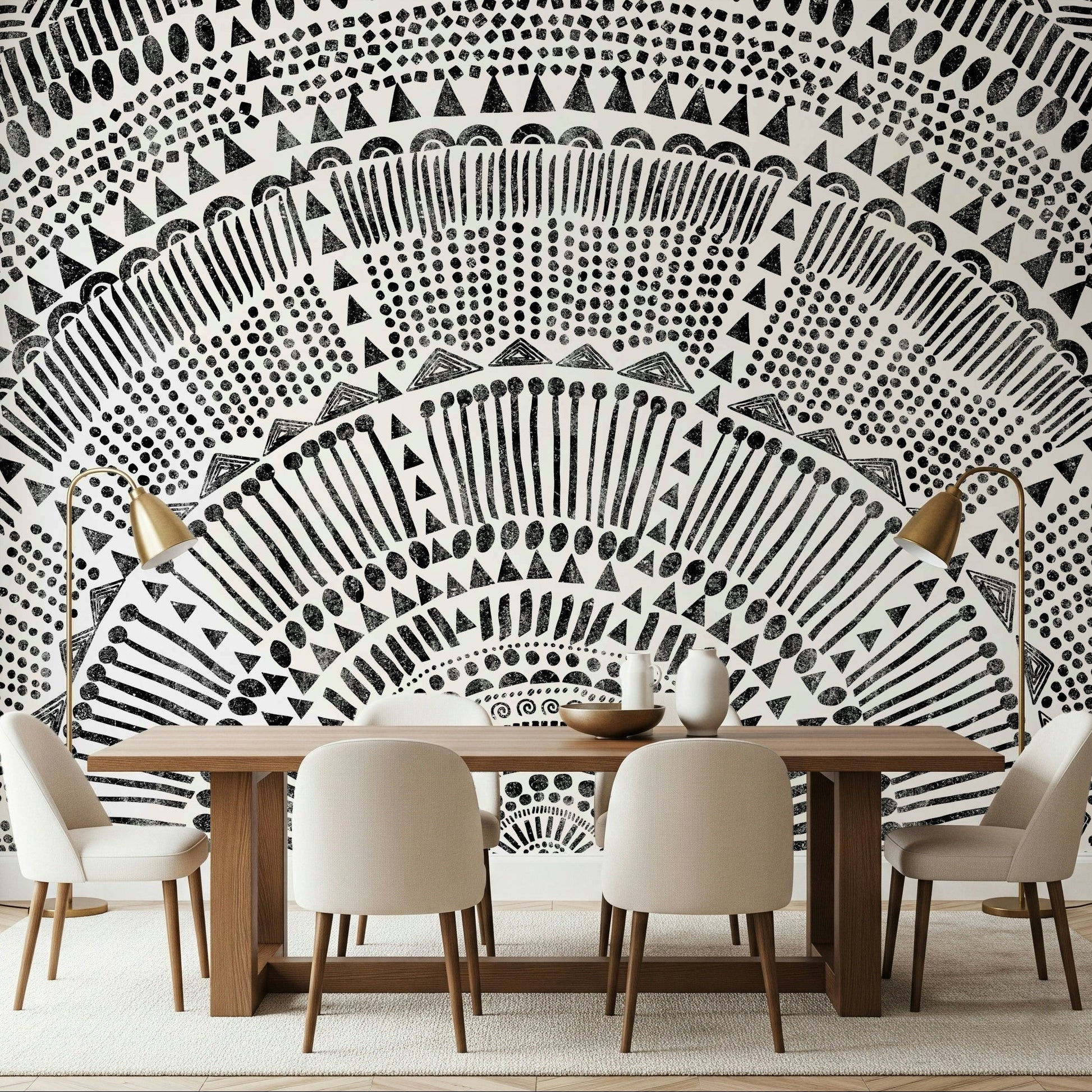 Simple line art sun wallpaper for a contemporary hallway wall mural., GD7834