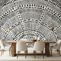 Simple line art sun wallpaper for a contemporary hallway wall mural., GD7834