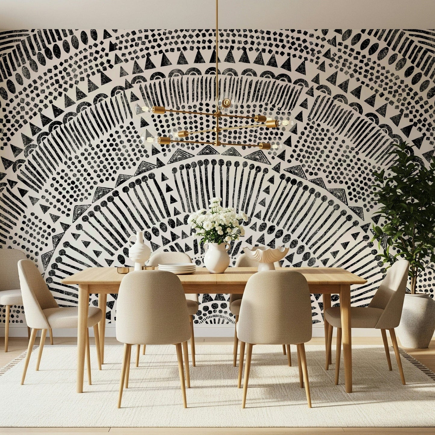 Neutral sun motif wall mural for a professional office wallpaper., GD7834