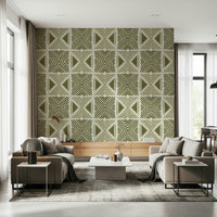 Tribal Herbs Motif Wallpaper unique repeating line shapes