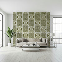 Textured light neutral Tribal Herbs Motif Wallpaper pattern