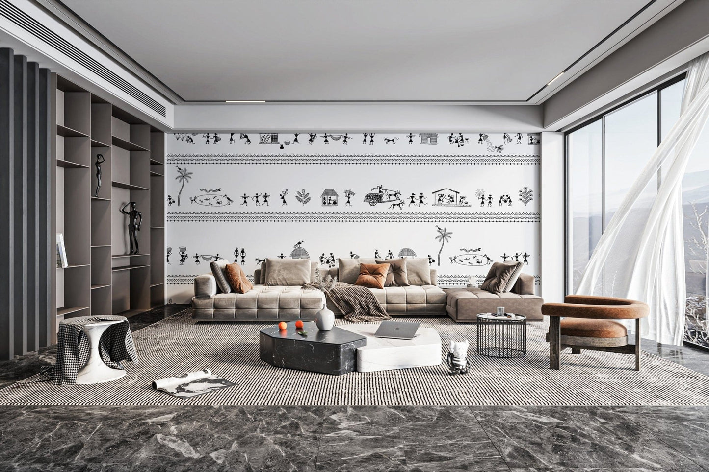 Tribal Rhythms Art Strip wallpaper for decor