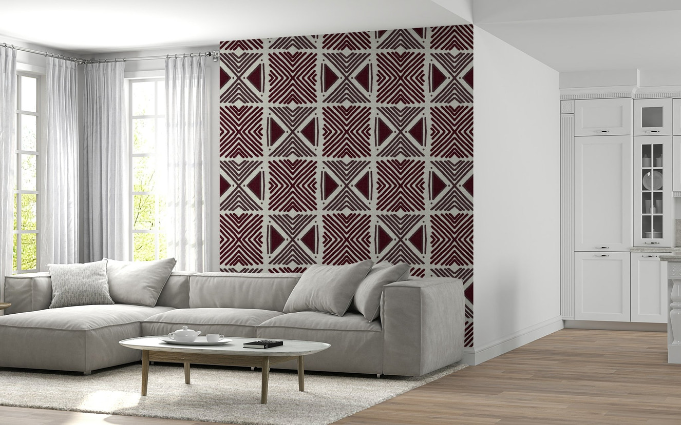 Wine red mud cloth style Tribal Wine Motif Wallpaper