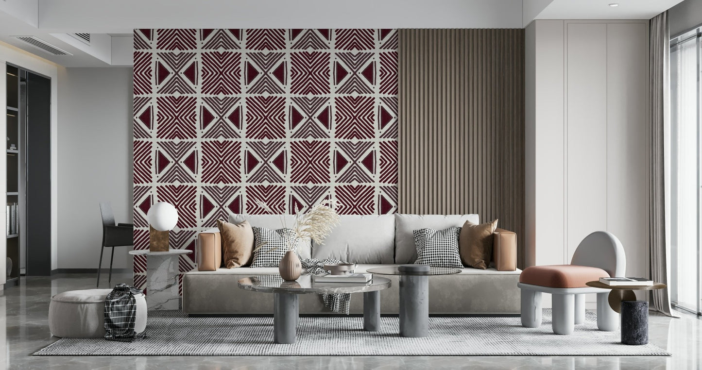 Modern accent wall Tribal Wine Motif Wallpaper art