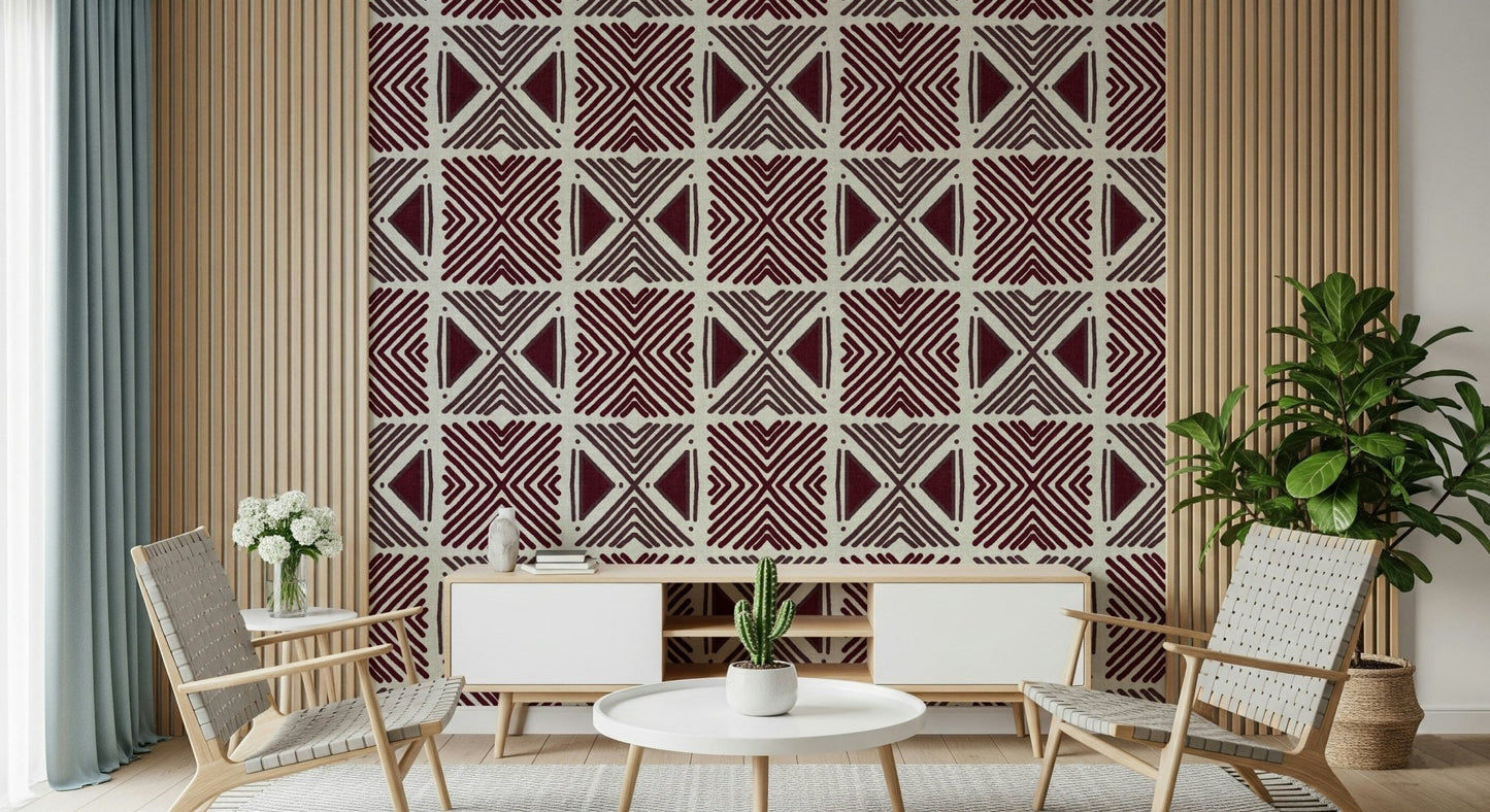 Tribal Wine Motif Wallpaper unique geometric repeating shapes
