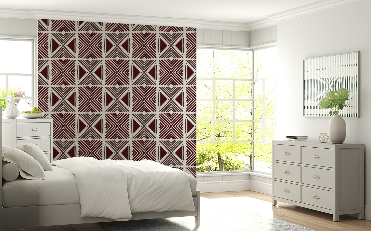 Culturally inspired Tribal Wine Motif Wallpaper for interiors