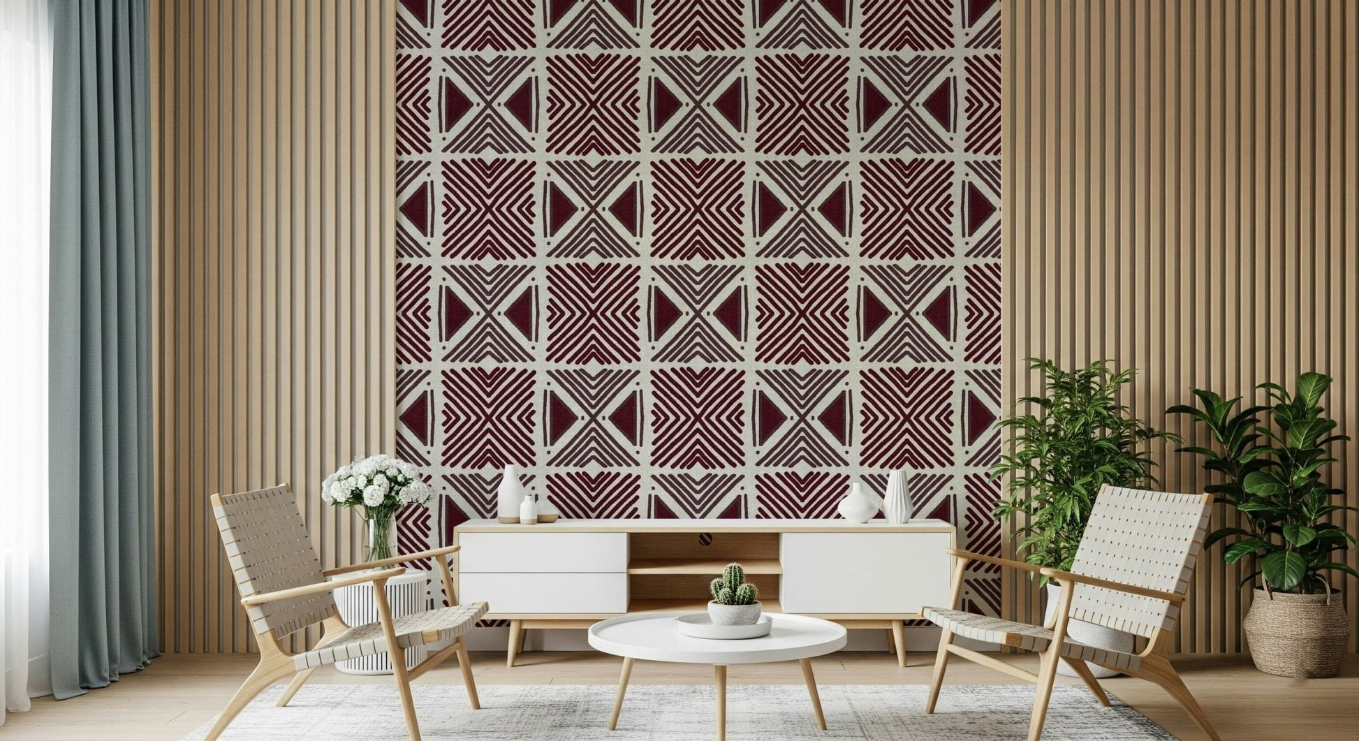 Abstract symmetrical lines Tribal Wine Motif Wallpaper design
