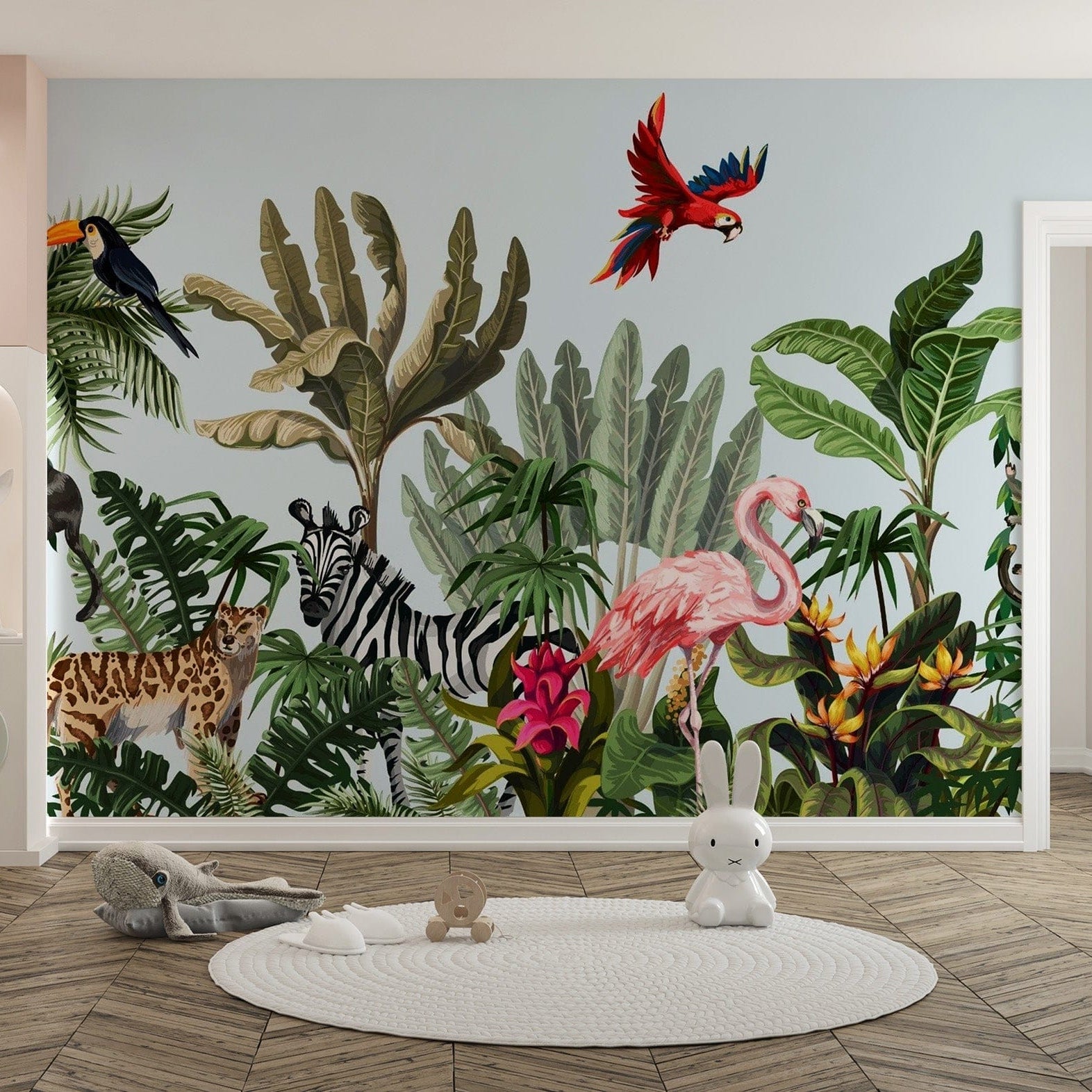 Tropical Animals & Birds Wallpaper Mural - Giffywalls flowers-13