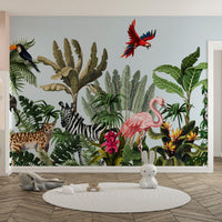 Tropical Animals & Birds Wallpaper Mural - Giffywalls flowers-13