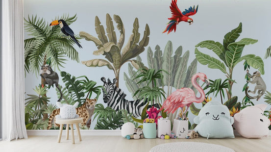 Tropical Animals & Birds Wallpaper Mural - Giffywalls flowers-13
