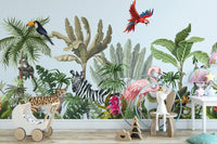 Tropical Animals & Birds Wallpaper Mural - Giffywalls flowers-13