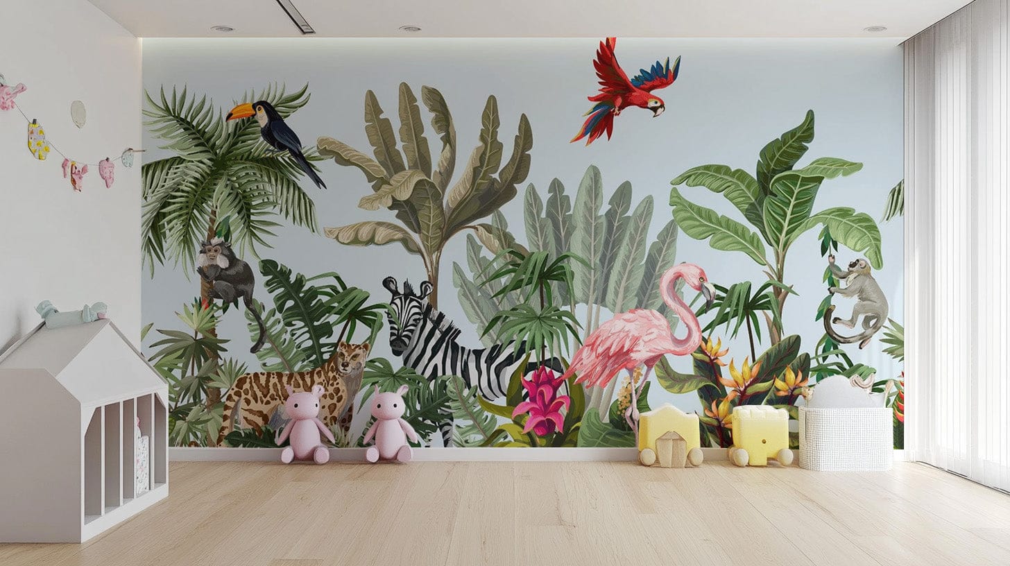 Tropical Animals & Birds Wallpaper Mural - Giffywalls flowers-13