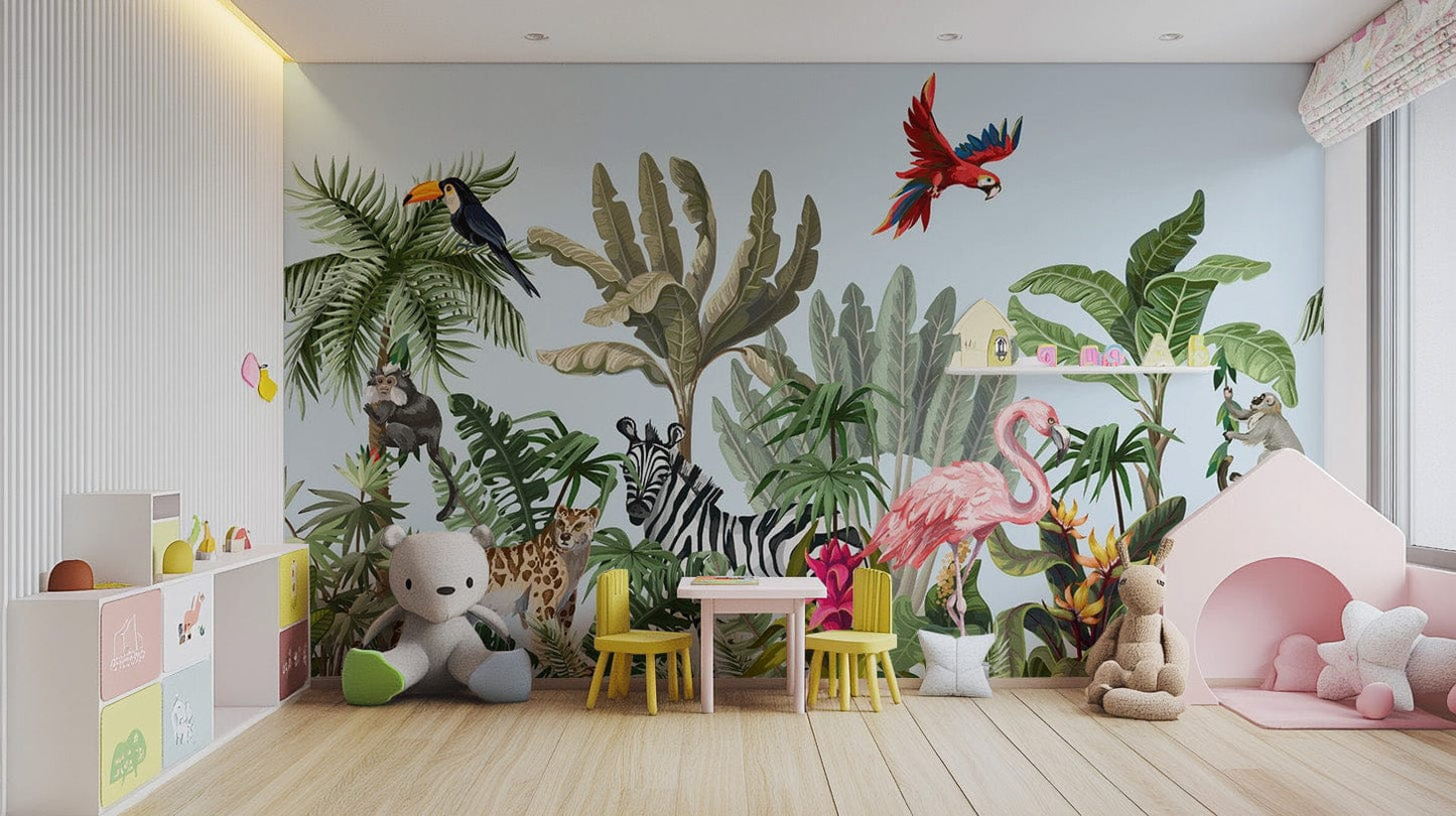 Tropical Animals & Birds Wallpaper Mural - Giffywalls flowers-13