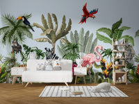 Tropical Animals & Birds Wallpaper Mural - Giffywalls flowers-13