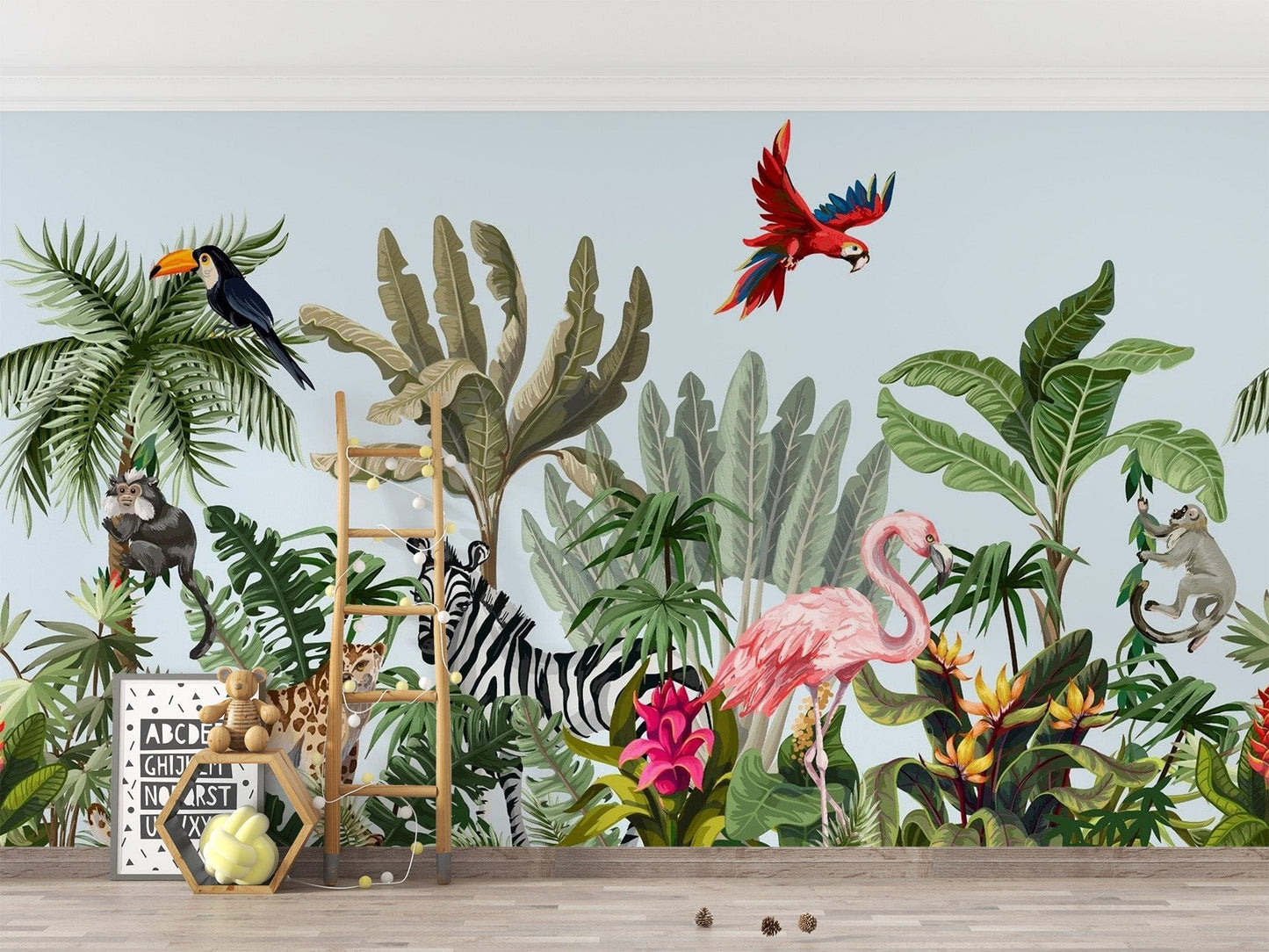 Tropical Animals & Birds Wallpaper Mural - Giffywalls flowers-13