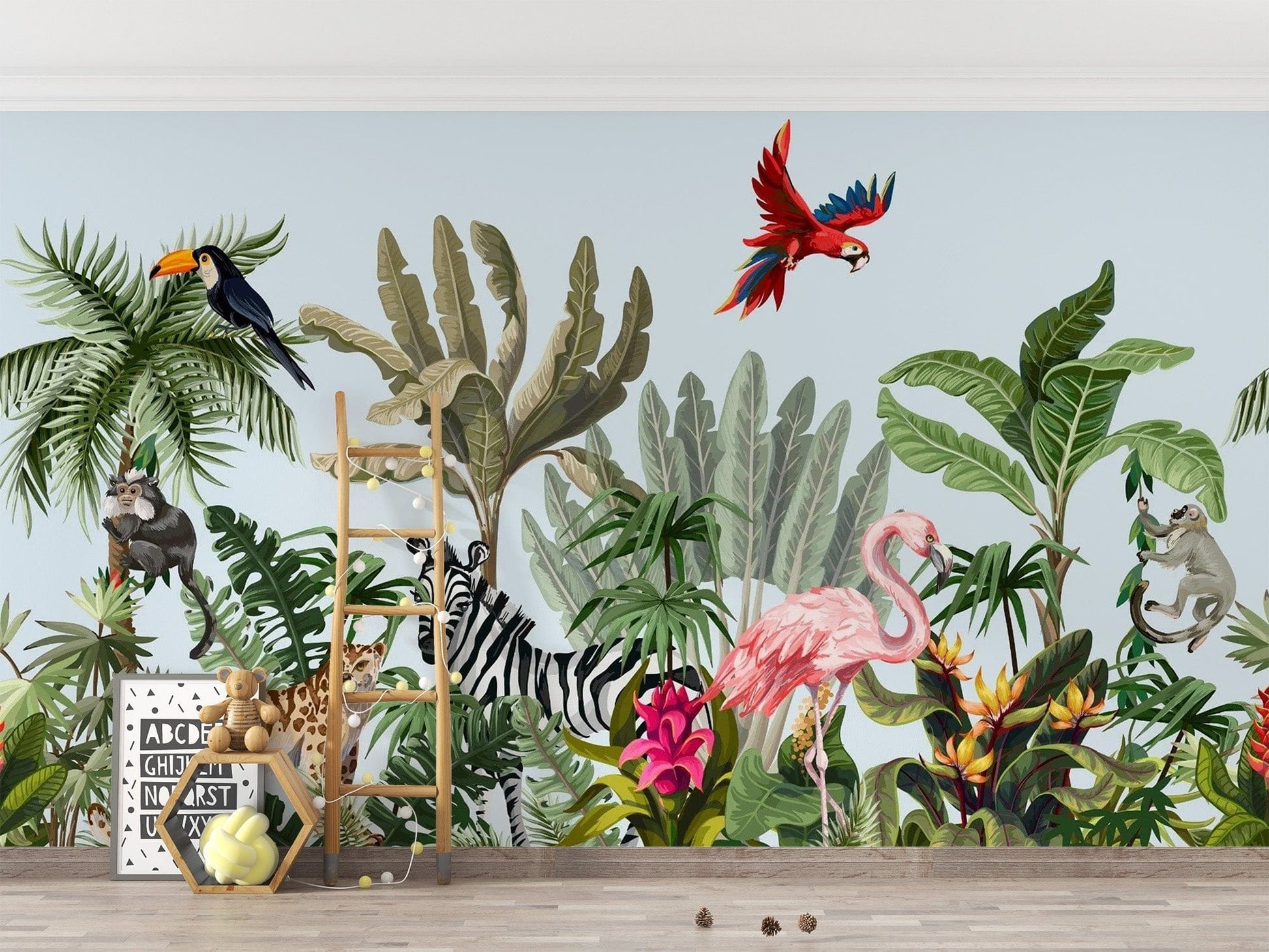Tropical Animals & Birds Wallpaper Mural - Giffywalls flowers-13