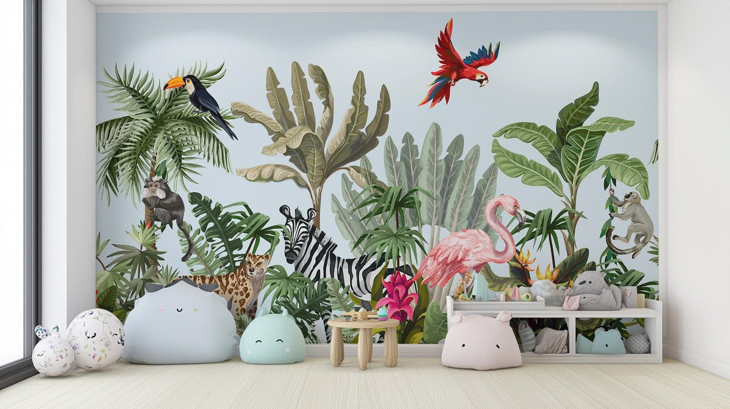 Tropical Animals & Birds Wallpaper Mural - Giffywalls flowers-13