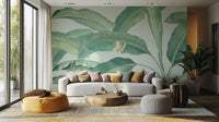 Lush banana leaf wallpaper with a tropical rainforest vibe.