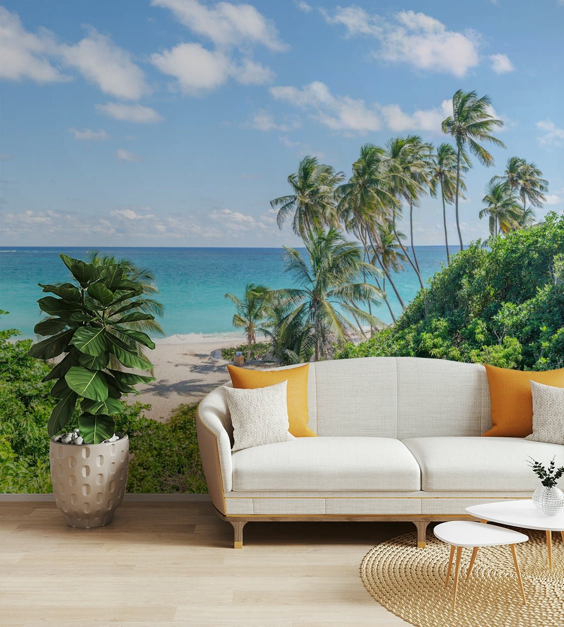 Beach bliss wallpaper with tropical vibes

