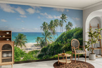 Relaxing beach mural with ocean view

