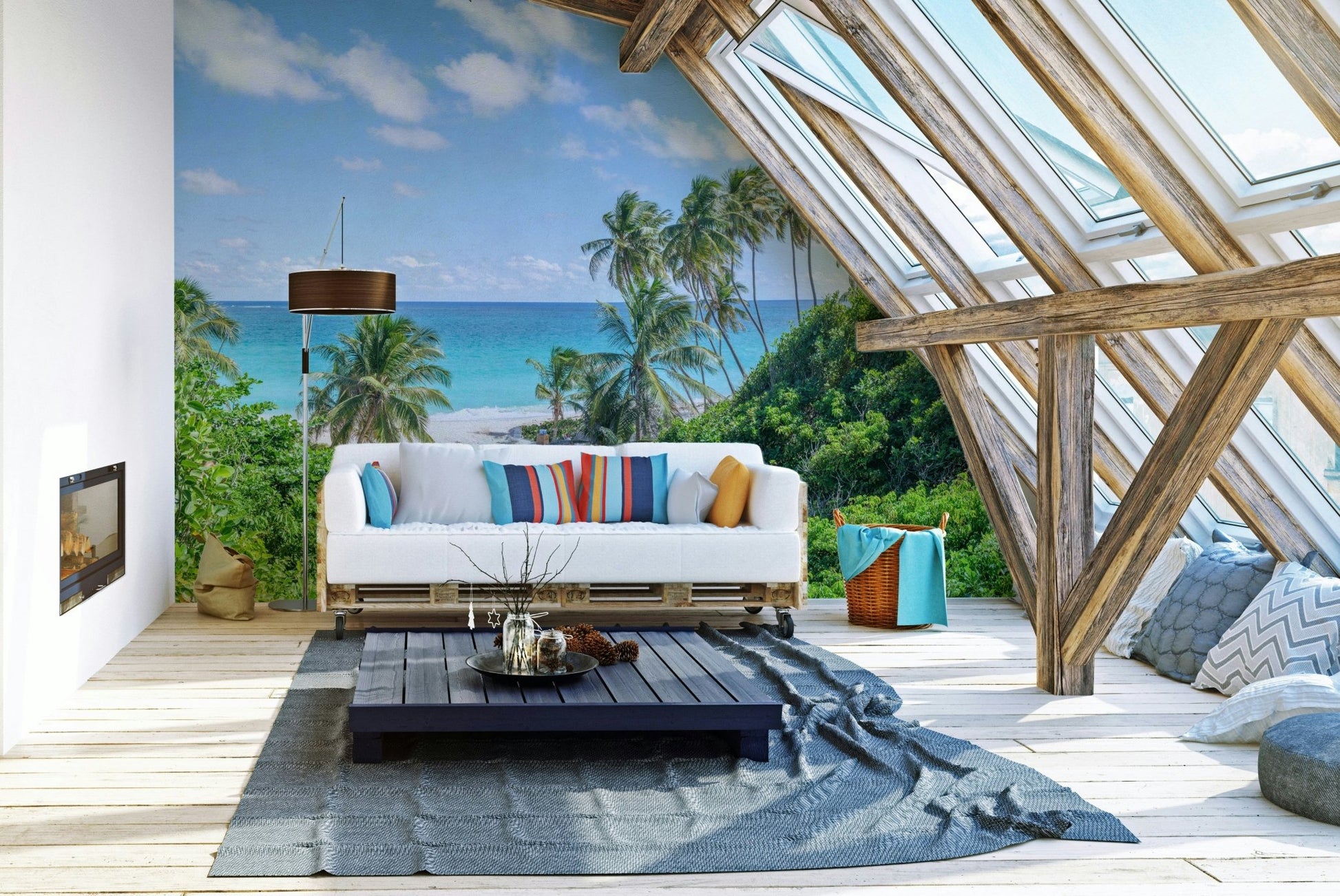 Palm trees and sand tropical wall mural

