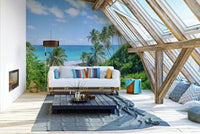 Palm trees and sand tropical wall mural


