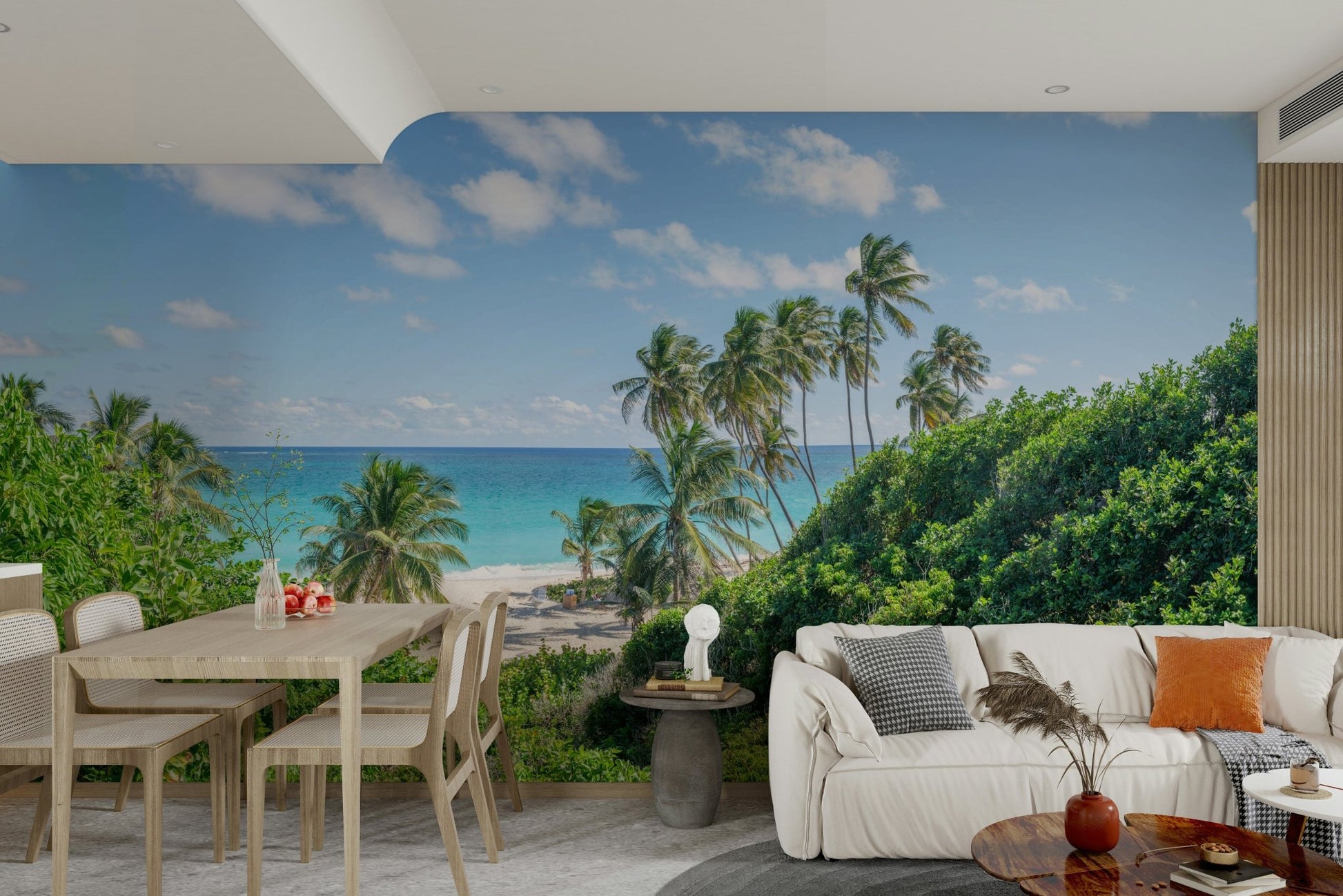 Clear blue sky and ocean mural design


