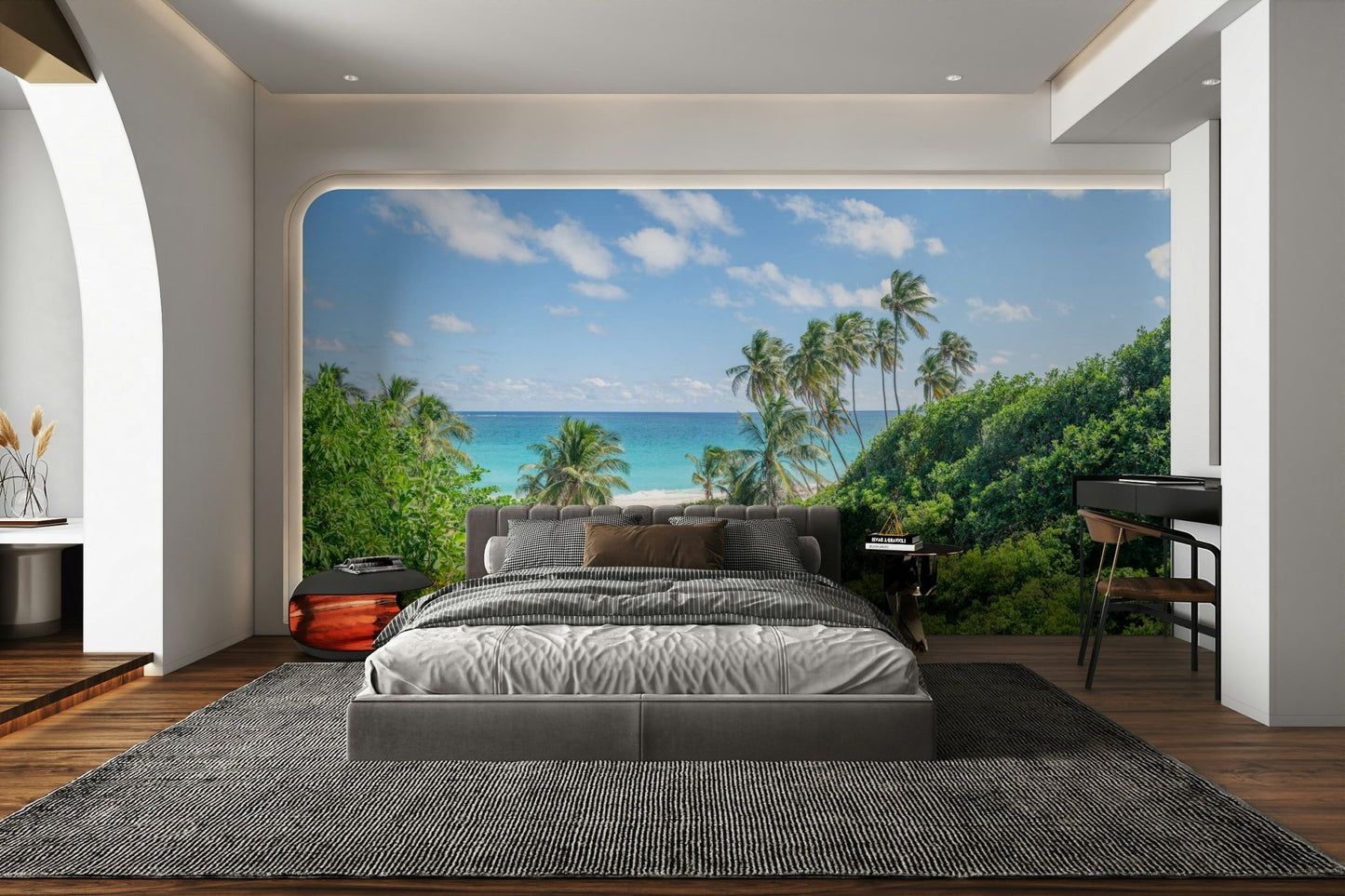 Tropical coastline wallpaper for bright spaces