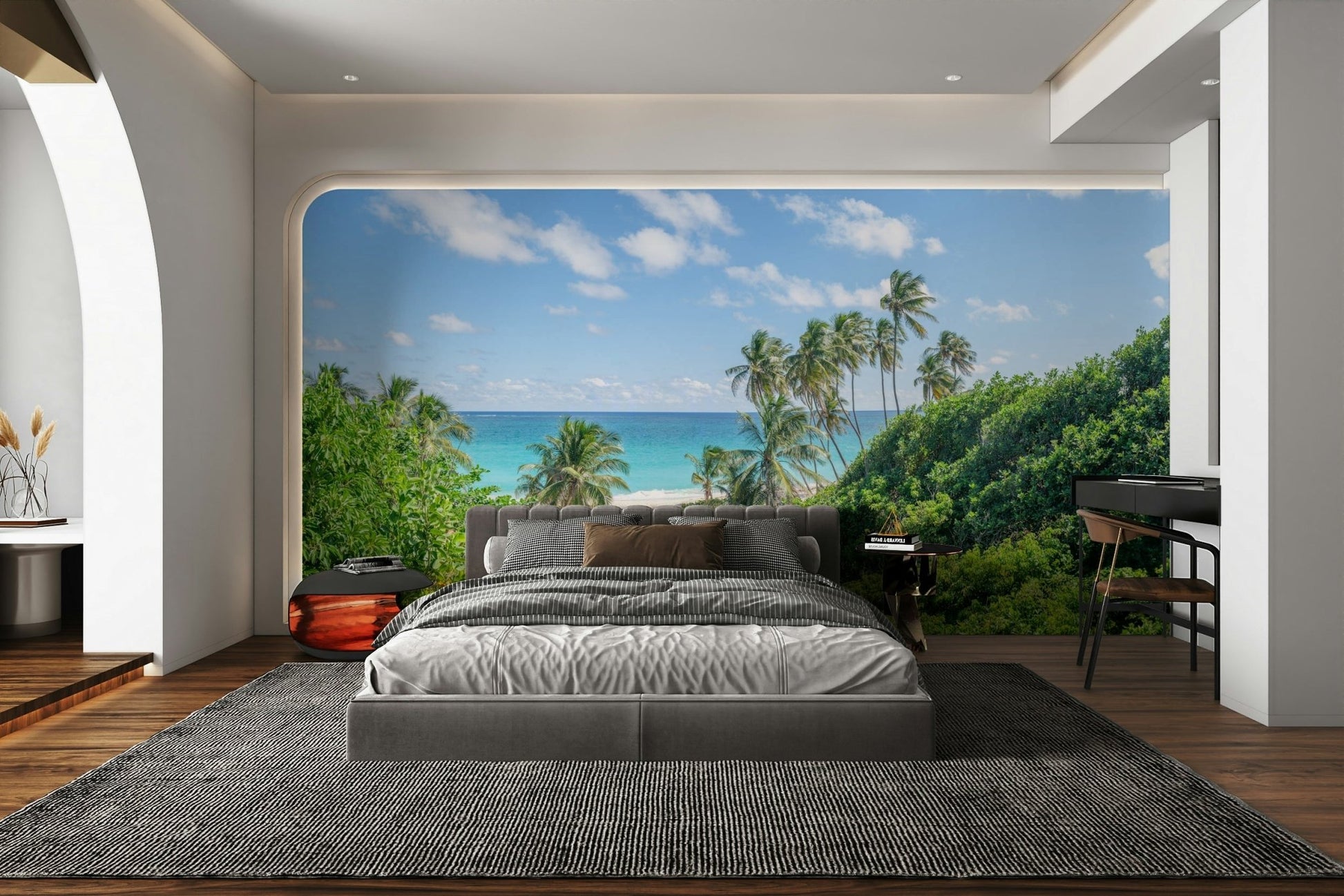 Tropical coastline wallpaper for bright spaces
